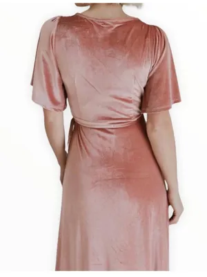Women’s Baltic Born Meghan Velvet True Wrap Maxi Dress Pink Mauve Size M thumbnail 3