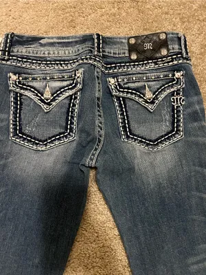 Miss Me jeans Y2k low rise boot cut NWT saddle stitching‎ gemstones 31 RARE thumbnail 12