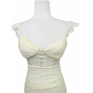 Windsor Lace Mini Dress Medium Cream Ruched Bodycon Bustier Coquette Romantic thumbnail 2