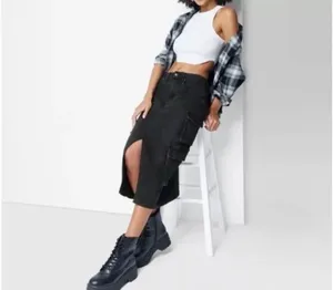 Wild Fable Cargo Midi Denim Skirt thumbnail 3