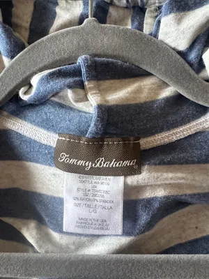Tommy Bahama blue and gray striped hooded swimsuit coverup, size L thumbnail 6