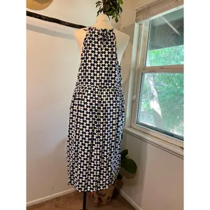 Ava & Viv Blue Linen Blend Mod Retro Print High Neck A Line Dress Size 2X thumbnail 8