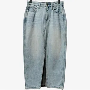 Madewell Denim Midi Jean Skirt Front Slit‎ Light Wash Size 26 thumbnail 5