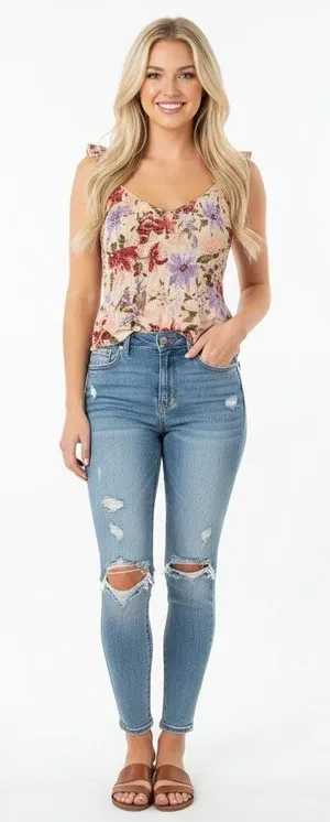 BOG collective floral smocked top size large new with tags thumbnail 1