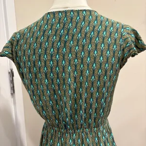 Sea Lustre Sunny Days Lotus Green Teal Boho Tie Front High Low Ruffle Dress S/M thumbnail 8