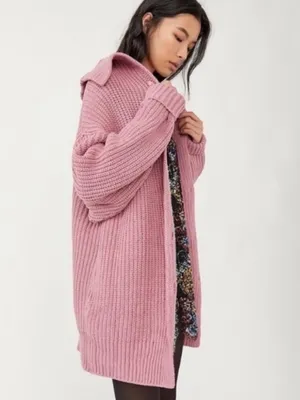 Free People Swim Too Deep Cardigan in Smoked Pink Size XS thumbnail 2