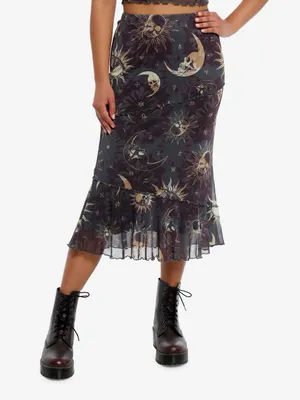 Cosmic Aura Hot Topic Celestial Skull Midi Skirt XL thumbnail 1