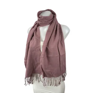 Women's 100% Cashmere Pink Fringe Hem Winter Snow Shawl Wrap Neck Scarf OS thumbnail 2