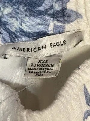 NWT American Eagle Blue Floral Cotton Linen Mini Skirt XXS thumbnail 5