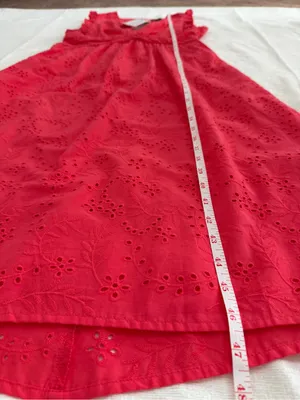 NWT Maggy London Coral Eyelet Midi Dress Size 6 Ruffle V-Neck thumbnail 13