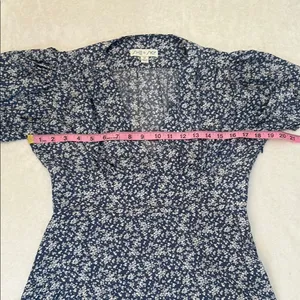 She + Sky Blue and White Boho Preppy V-Neck Flutter Sleeve Sundress Size Medium thumbnail 6