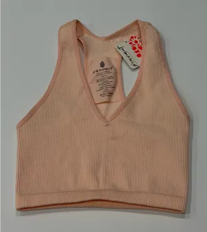 Free People Movement Free Throw Crop Tank V Neck Peach Orange thumbnail 1