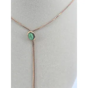 Sarah Coventry Necklace Womens‎ Lariat Rose Gold Green Cats Eye EUC thumbnail 2