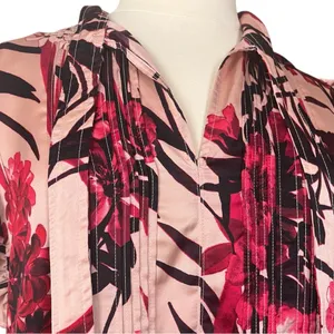 Tommy Hilfiger New Shift Dress Ruffle Tie Neck Pink Red Floral Women’s Size 16 thumbnail 9