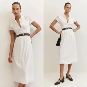 NWOT Reformation Ula in White Midi Sleeveless Collared Dress Size 10 thumbnail 2