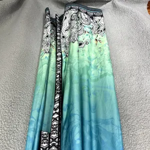 New York & Company Maxi Dress Womens XS Teal Ombre Floral Faux Wrap Stretch Boho thumbnail 5