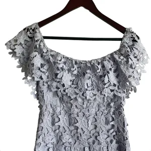 ASTR Off Shoulder Lace Mini Dress S Lavender Scalloped Hem Romantic Coquette‎ thumbnail 5
