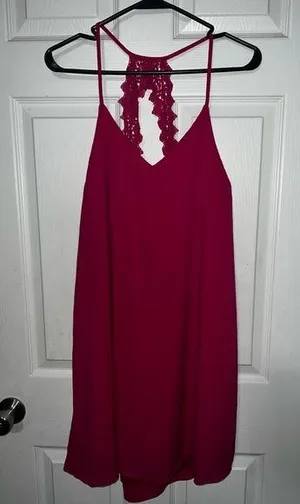 NWT Love Riche Lace Back Detail Women Pink Dress Size Large thumbnail 1