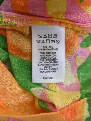 C&C California Women's S Lemon Print Green Pink Linen Blend Mini Beach Sundress thumbnail 9