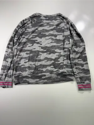 PJ Salvage Gray Camo Pullover with Pink-Trim Cuffs Super Soft thumbnail 8