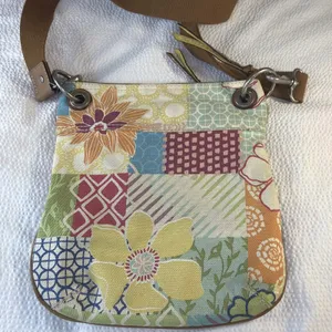 Fossil Original Brand Floral Crossbody Bag Zip Closure Brown Strap Pockets thumbnail 3