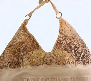 Victoria’s Secret Cream and gold sequin halter top dress thumbnail 2