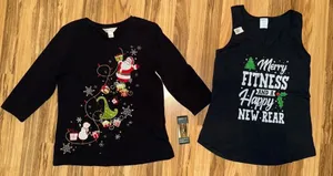 Christopher & Banks Starbucks Gold Christmas Ornament Women's Small‎ Tank 3/4 Length Shirt Santa thumbnail 1