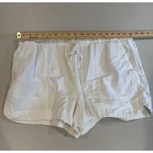 Universal Thread Drawstring Shorts Womens XL White Linen Minimal Coastal Beach thumbnail 4