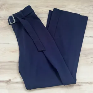 H&M Navy Blue Women’s Belted Trousers thumbnail 1