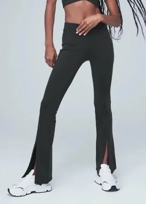 Alo Yoga Airbrush Flutter Split Flare Full Length High-Waist Legging Black Small thumbnail 2
