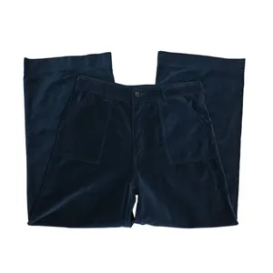 FRYE Womens 27 Camber Wide Leg Crop Velvet Pant in Midnight Blue thumbnail 5