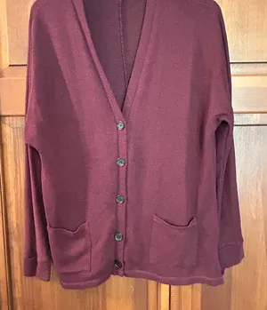 American Eagle Outfitters Deep Red Cardigan size M grandpa core pockets thumbnail 1