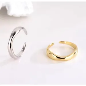 Boutique NEW‎ 14k Yellow Gold Plated 925 Silver Wave Stacking Band Ring thumbnail 9