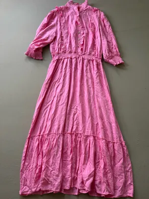 Bohemian Style Pink Ruffled Maxi Dress thumbnail 1