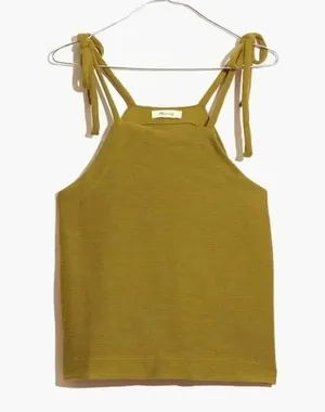 Madewell Tie Shoulder Ribbed Tank Top Spiced Olive Green Size Small thumbnail 1