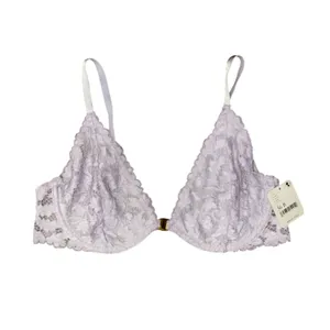 Free People Intimately New Romantics Lavender Lace Front Close Underwire Bra 36B thumbnail 2