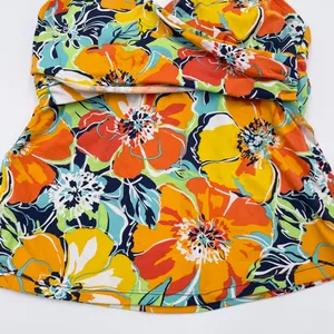 Lands' End Women's Halter Neck Tankini Swim Top Size 4 Multicolor Floral Print thumbnail 4