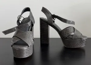 ShuShop Chunky Platform Sandals in‎ Gray with Ankle Strap Sz 6 thumbnail 1