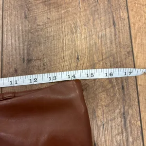 Aritzia Wilfred Elaine Flared High-Rise Vegan Leather Pants Patina Brown 10 $148 thumbnail 8