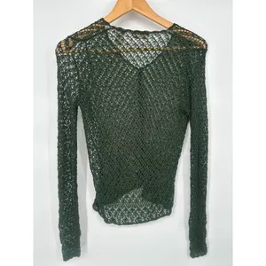 Vintage Apostrophe Y2K Mesh Knit‎ Cardigan Sweater S Green Forest Fairy Grunge thumbnail 4