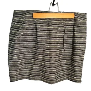 Mossimo Women's Size 12 A-Line Tweed Skirt Black Lime Green Metallic Lined Zip thumbnail 1