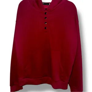 BURGUNDY RED PULLOVER BUTTON UP HOODIE W/KANGAROO POCKET Size XL thumbnail 4