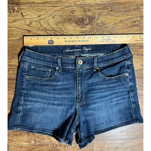 American Eagle Women's Blue Denim Stretch Shorts size 14 thumbnail 6