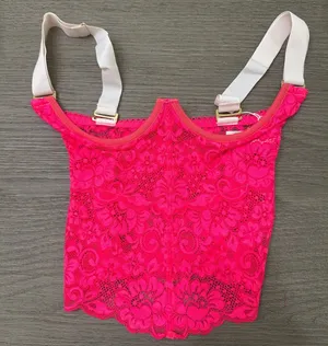 We Are HAH Free People Bust a Move Pink Lace Bustier, Size XS thumbnail 1