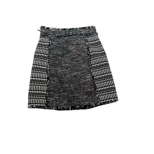 French Connection Tweed Skirt Women’s Black/White Fringe Mini Size 2 Twee Preppy thumbnail 6