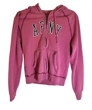 Abercrombie‎ Fitch AFNY Pink Zip Up Hoodie Sweatshirt Women's XS Y2K thumbnail 1