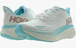 Hoka Clifton 9 Womens 8.5 Grey Blue Running Shoes Lock Laces thumbnail 1