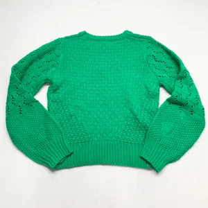 &merci Pointelle‎ Knit Crewneck Sweater Womens Size M Green MSW10084 Chunky thumbnail 7