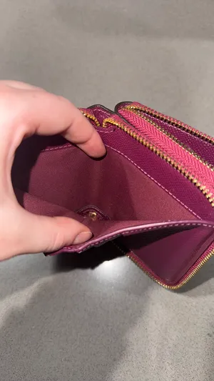 Metallic wine zip around Coach wallet thumbnail 5