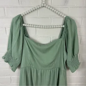 Altar’d State Green Puff Short Sleeve Dress Size L thumbnail 3